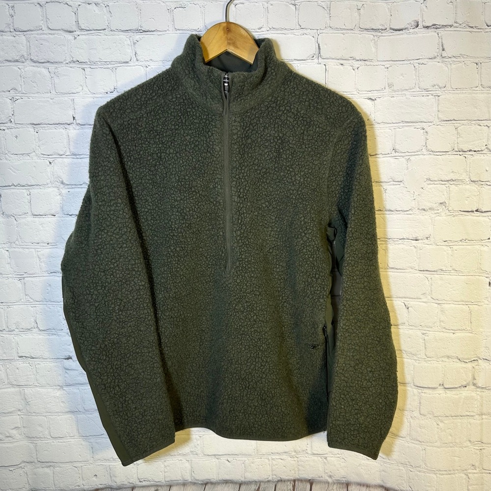 Lululemon Tundra Trek Half Zip Wool Blend Fleece Pullover Green Medium LM3BT0S